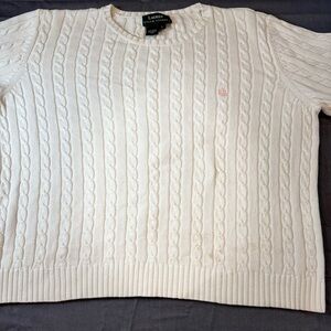 Lauren Ralph Lauren Women's Cream Cable Knit Sweater(flaws) size Large